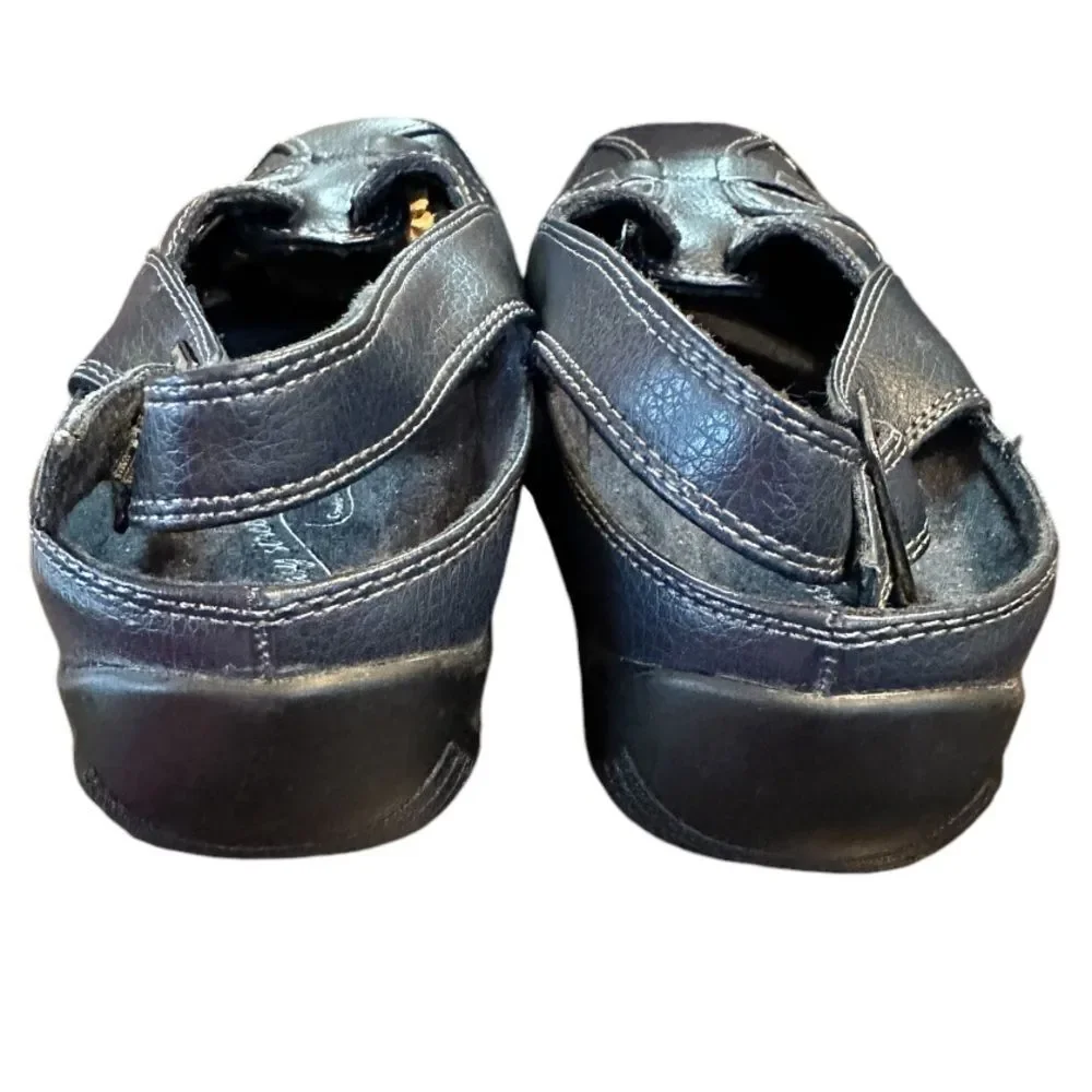 EASY STREET COMFORT WAVE FISHERMAN SLING BACK SANDAL. NAVY. SIZE 10WW